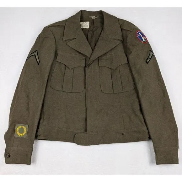 Vtg WWII 1945 Ike‎ Wool Field Jacket 36R Military Army District of Washington